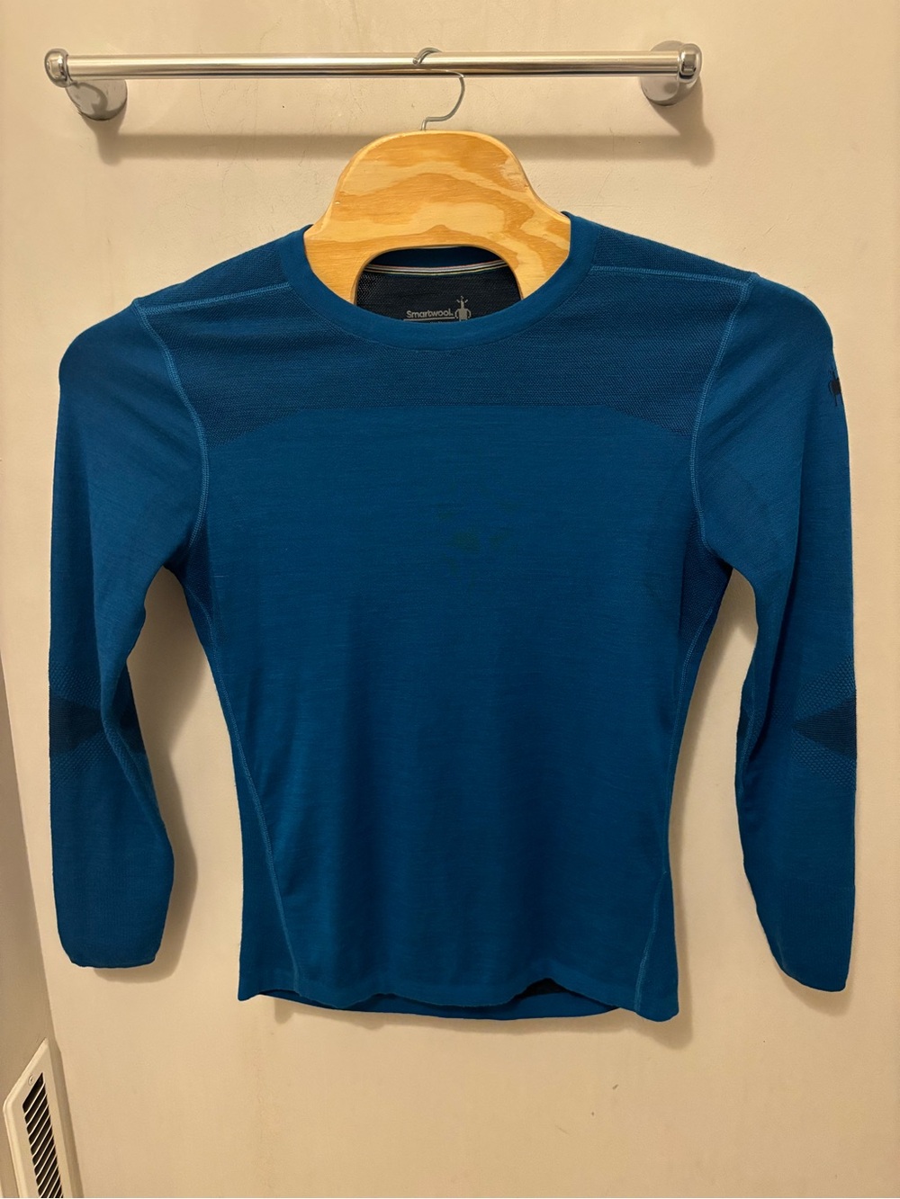 Smartwool Intraknit Shirt Men M Blue Long Sleeve Merino Wool Crew Base Layer